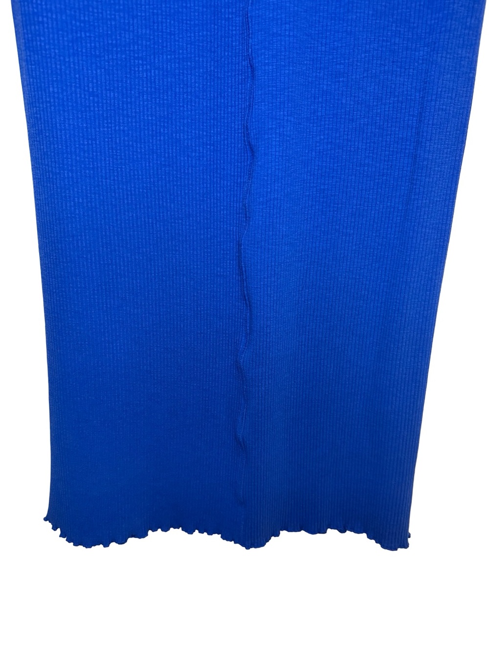 Sweaty Betty Ribbed Midi Dress Cobalt Blue Crew Neck Lettuce Hem Size XL - Picture 6 of 6